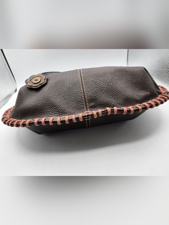 Chala Brown Shoulder Bag with Black Strap and Fox Orange Charm